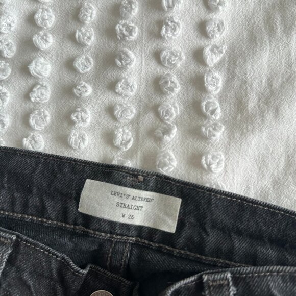 Levi's Altered Straight Cropped Jeans High Rise Black Denim Sz 26 - Picture 2 of 12